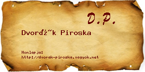 Dvorák Piroska névjegykártya